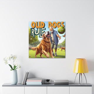 "Vintage Paws: Embracing the Playful Spirit of Old Dogs"- Canvas