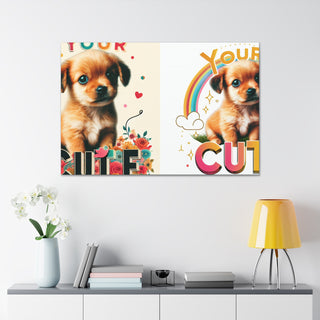 "Cuddle Paws: A Playful Puppy's Joyous Journey"- Canvas