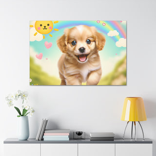 "Cutesy Canine Cuteness: A Playful and Happy Puppy With a Splash of Charm and Cheer"- Canvas