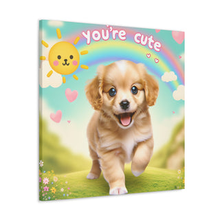 "Cutesy Canine Cuteness: A Playful and Happy Puppy With a Splash of Charm and Cheer"- Canvas