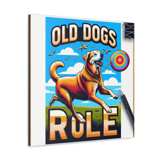 Title: "Age is Just a Number: How 'Old Dogs Rule' in the Game of Life"

Image: *[Attached image of an old dog running alongside a younger dog at the park]*- Canvas