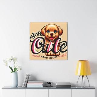 "Cuddle Paws: The Adorable Adventures of Your Cute Canine Companion" featuring a fluffy golden retriever puppy with a vibrant mix of playful pink and cheerful yellow hues.- Canvas