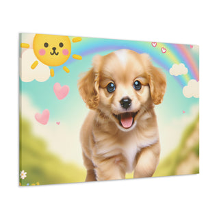 "Cutesy Canine Cuteness: A Playful and Happy Puppy With a Splash of Charm and Cheer"- Canvas