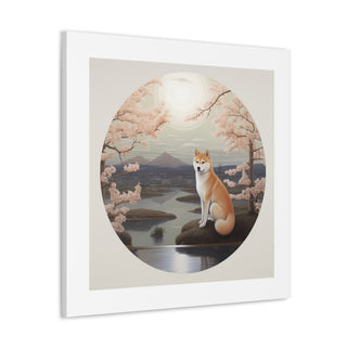 "Shiba in White Garden Canvas"