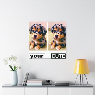 "Curious Paws: The Adventures of Your Cute Canine Companion" 
featuring a playful and happy puppy with a colorful mix of fur, showcasing their endless curiosity and irresistible cuteness.- Canvas