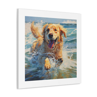 "Joyful Golden Retriever Splash"