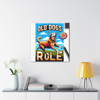 Title: "Age is Just a Number: How 'Old Dogs Rule' in the Game of Life"

Image: *[Attached image of an old dog running alongside a younger dog at the park]*- Canvas