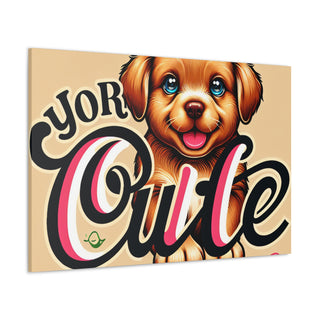 "Cuddle Paws: The Adorable Adventures of Your Cute Canine Companion" featuring a fluffy golden retriever puppy with a vibrant mix of playful pink and cheerful yellow hues.- Canvas