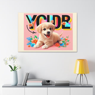 "Charming Furry Wonders: A Playful Portrait of "Your Cute" Puppy"- Canvas