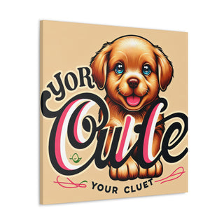 "Cuddle Paws: The Adorable Adventures of Your Cute Canine Companion" featuring a fluffy golden retriever puppy with a vibrant mix of playful pink and cheerful yellow hues.- Canvas